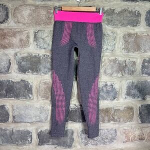 Love Womens Seamless High Waist Leggings Grey Neon Pink Dot S/M Barbiecore